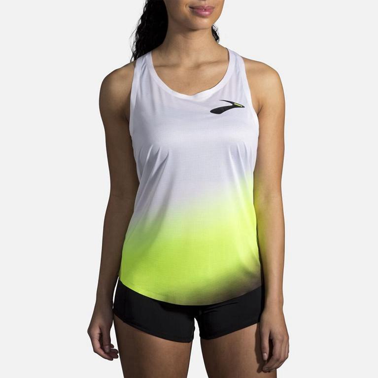 Brooks Elite Womens Running Tank Top - White - Indonesia (IHVA-36249)